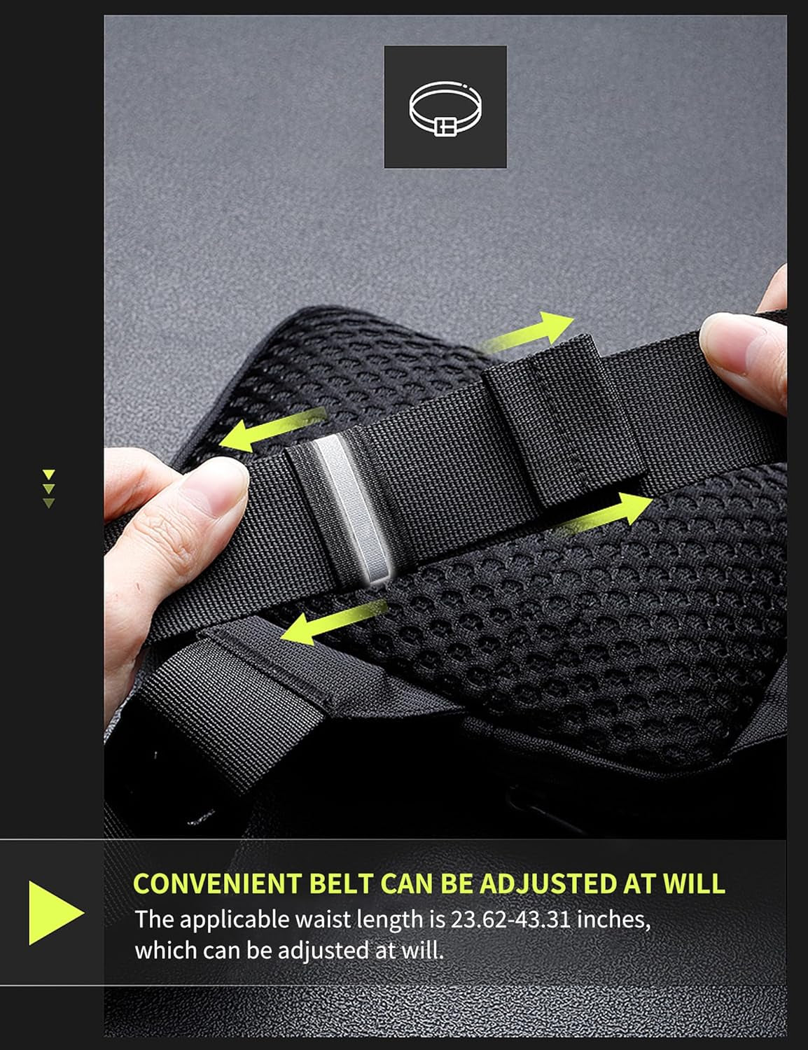 Water-resistant crossbody bag showing large capacity relative to size