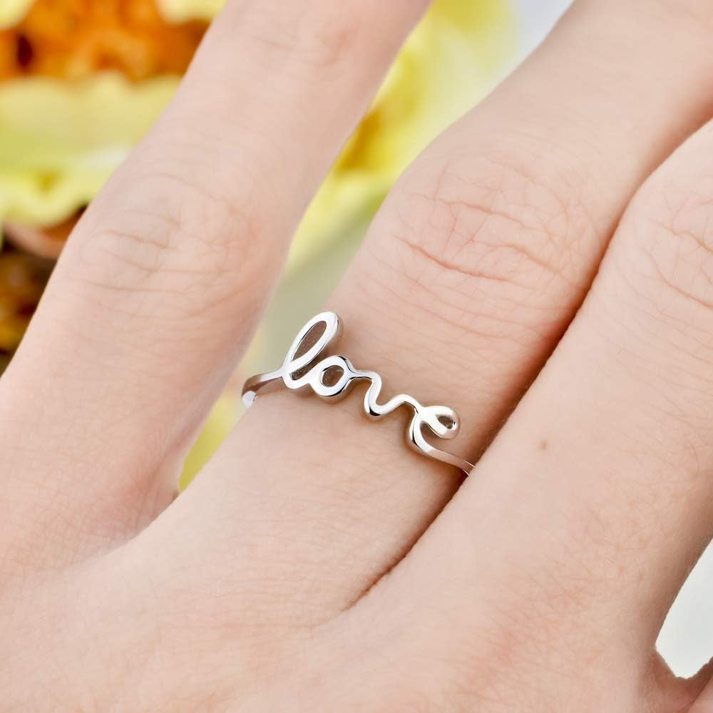 Love script ring jewelry care and storage presentation