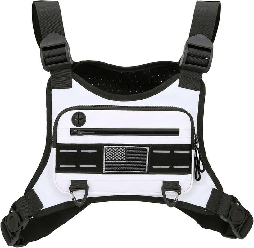 Woman in sports chest bag during ski activity with all gear secured