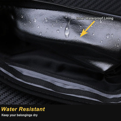 Running belt laid flat displaying all pockets and features