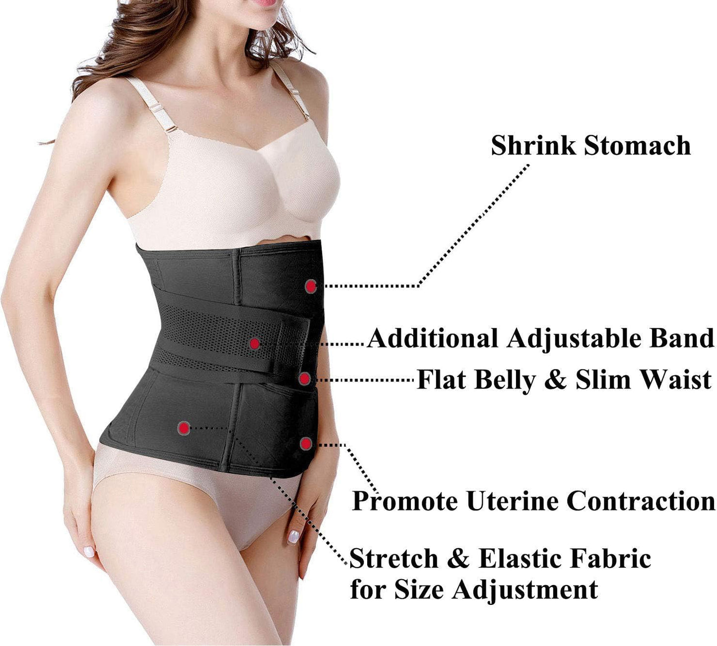Woman wearing postpartum girdle showing back support coverage