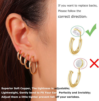 PLOMFOV Clip on Hoop Earrings for Women Non Pierced Earrings Clip on Gold Hoops Fake Earrings Clips for Non-Pierced Ears 10-20MM
