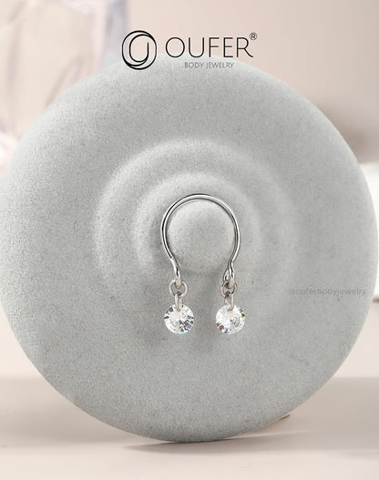 OUFER 2PCS Non Piercing Nipple Rings with Dangling Charms, Adjustable Stainless Steel Fake Nipple Jewelry for Women Men, Comfortable & Stylish Faux Piercing