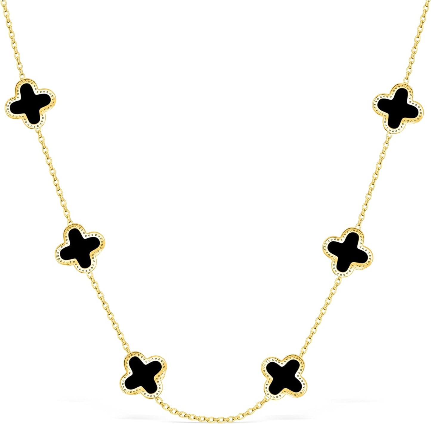 SHINYY Four Leaf Clover Choker Necklace for Women | 18K Gold Plated Lucky 4 Leaf Jewelry | Trendy Gifts for Her