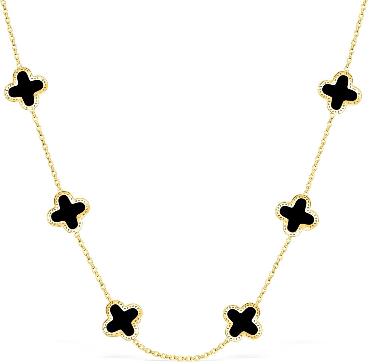 SHINYY Four Leaf Clover Choker Necklace for Women | 18K Gold Plated Lucky 4 Leaf Jewelry | Trendy Gifts for Her