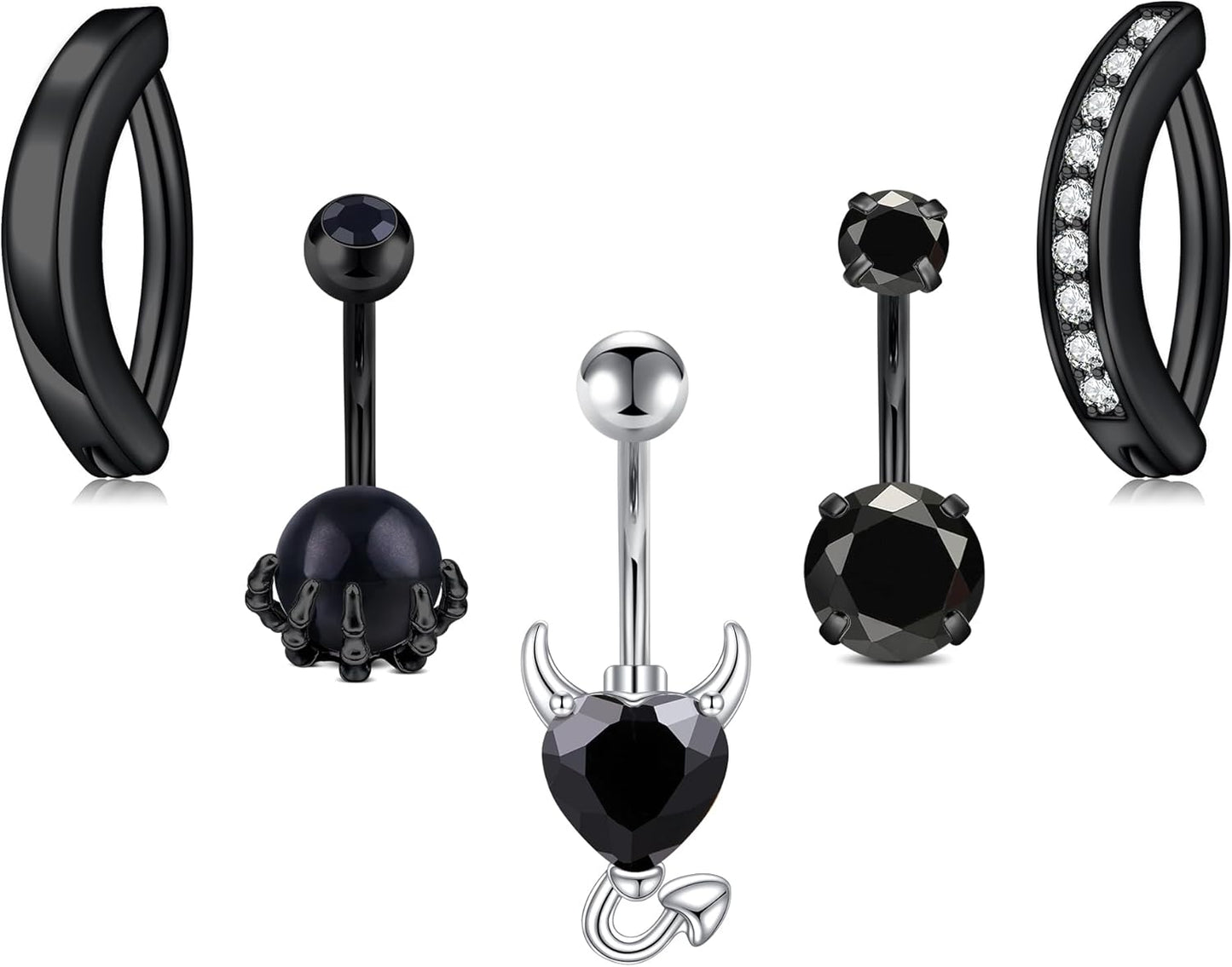 JFORYOU Belly Button Rings Stainless Steel 14G CZ Opal Navel Rings Barbells Women Girls Belly Piercing Jewelry