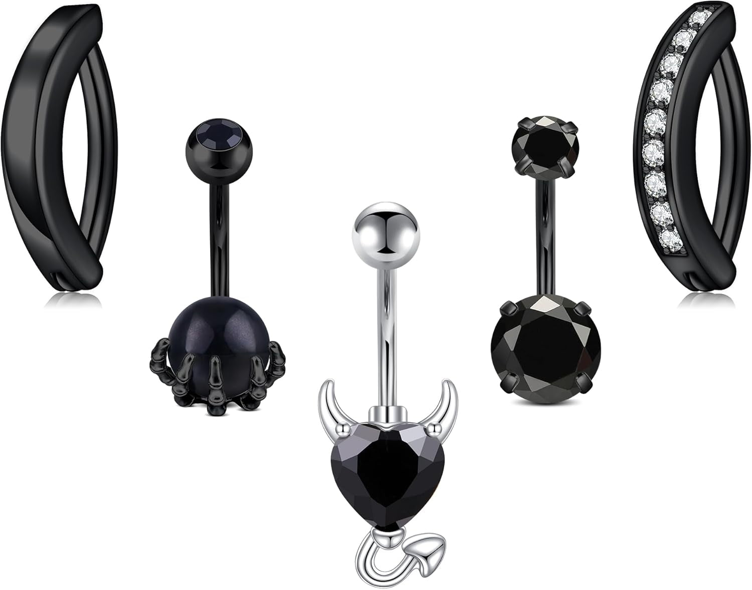 JFORYOU Belly Button Rings Stainless Steel 14G CZ Opal Navel Rings Barbells Women Girls Belly Piercing Jewelry