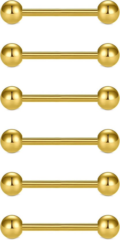 VCMART 12Mm-18Mm 14G Tongue Rings Nipple Straight Barbells Surgical Steel Body Piercing Jewelry