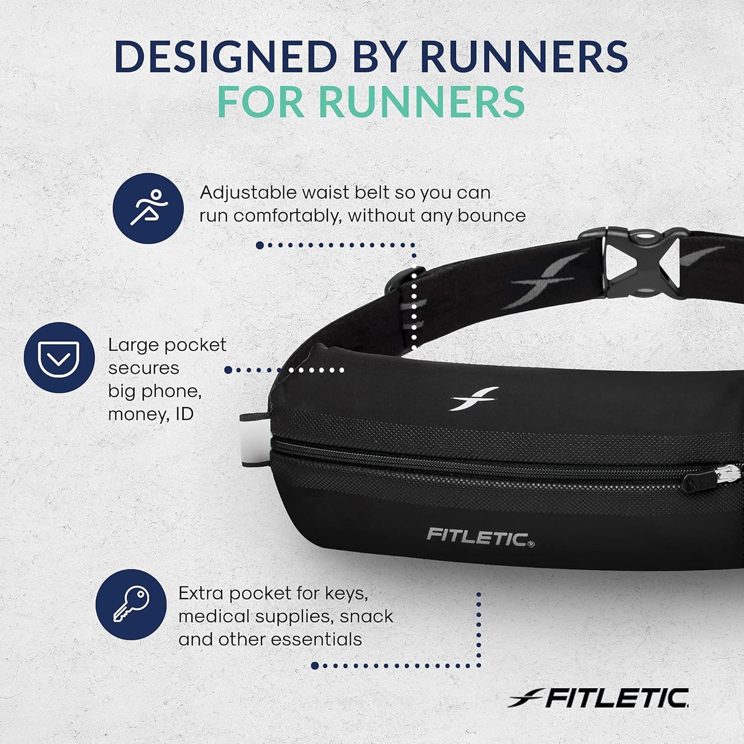 Lightweight sleek design running belt flat lay
