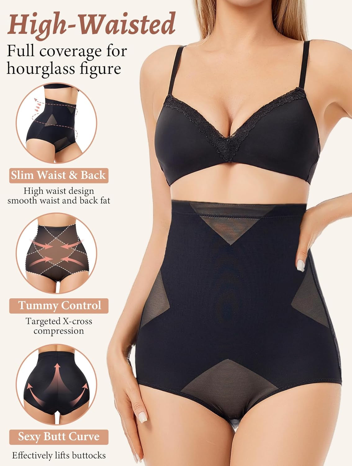Seamless body shaper underwear showing tummy control flattering fit