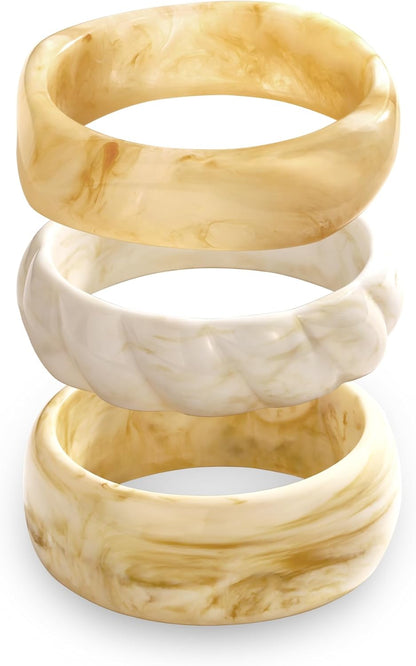 3PCS Colorful Acrylic Resin Bangle Bracelet for Women Boho Geometric Acetate Plate Bracelet Trendy Christmas Jewelry