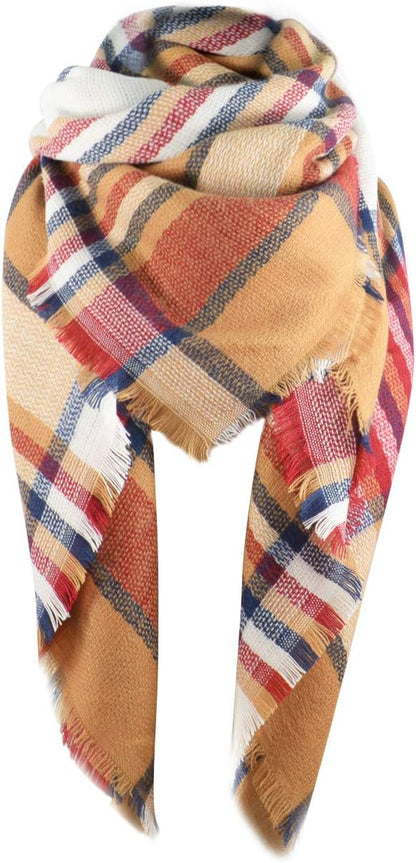 American Trends Womens Fall Winter Scarf Plaid Tassel Soft Warm Blanket Scarves Womens Shawl Wraps