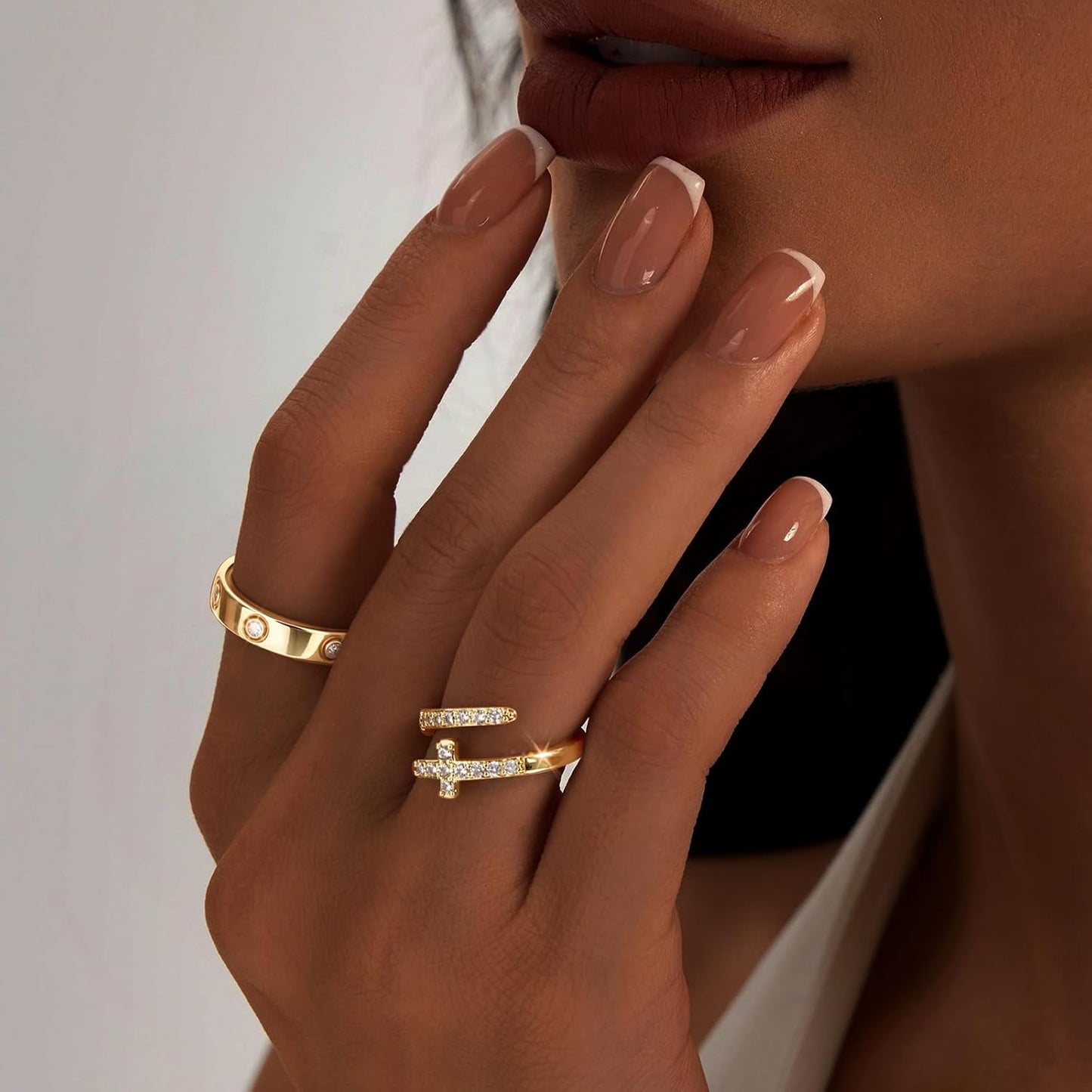 My Queen cubic zirconia wedding band rings in gold plating