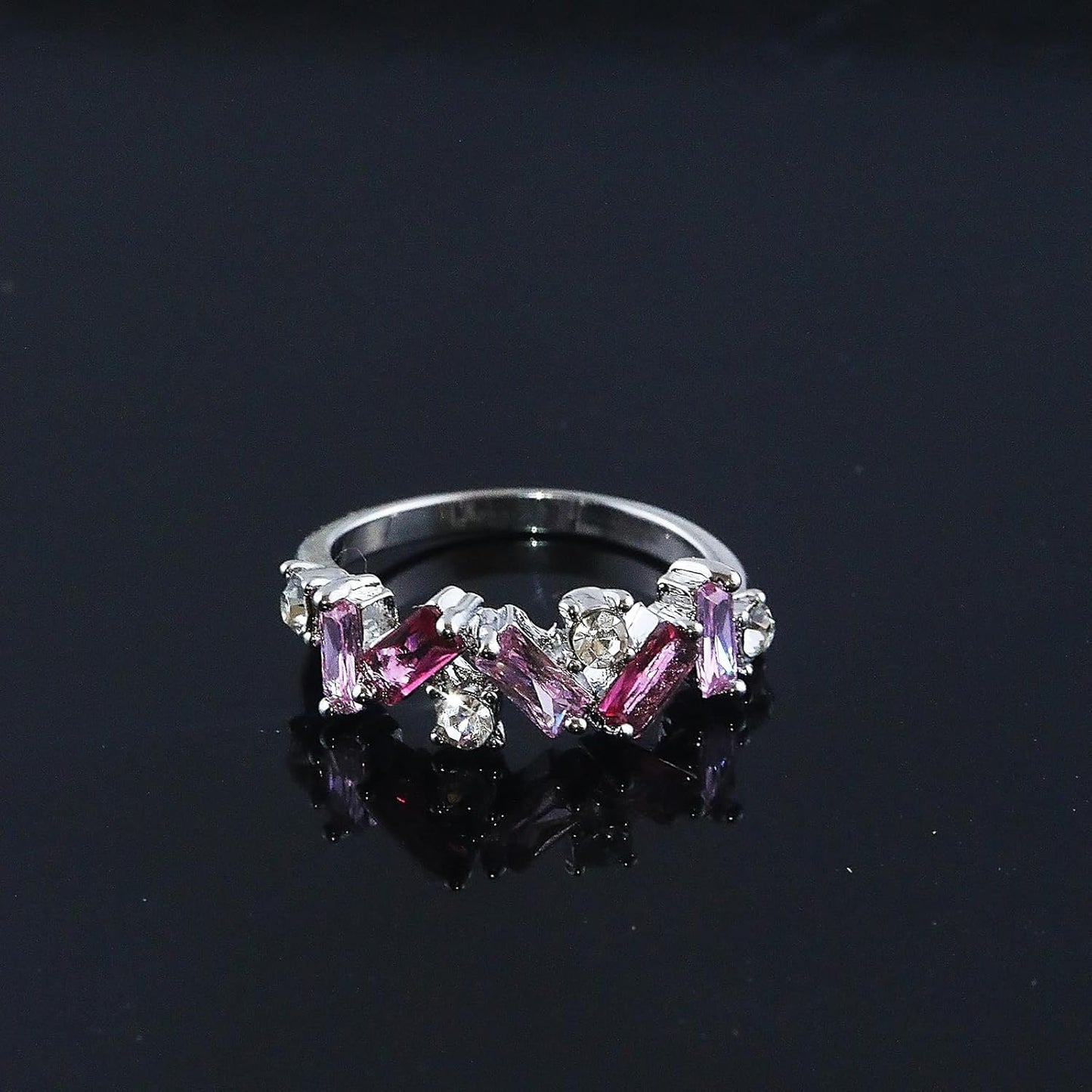 Friendship gift self love ring with pink crystal accents