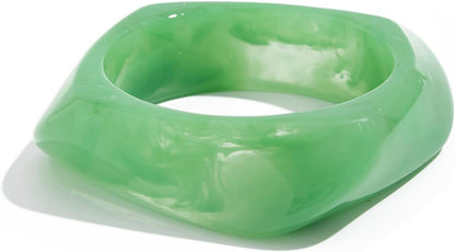 Chunky Acrylic Transparent Candy Color Geometric round Square Cuff Bangle Bracelet Set for Women Resin Wristband Statement Jewelry