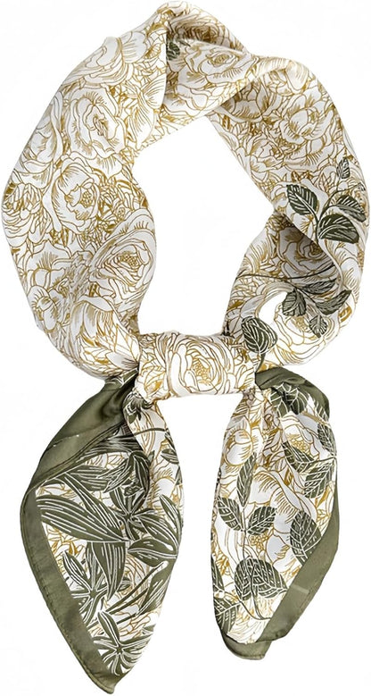 MINIDORA Satin Scarves for Women 27.5 × 27.5 Inches Medium Square Elegant Silk Feeling Head Scarf
