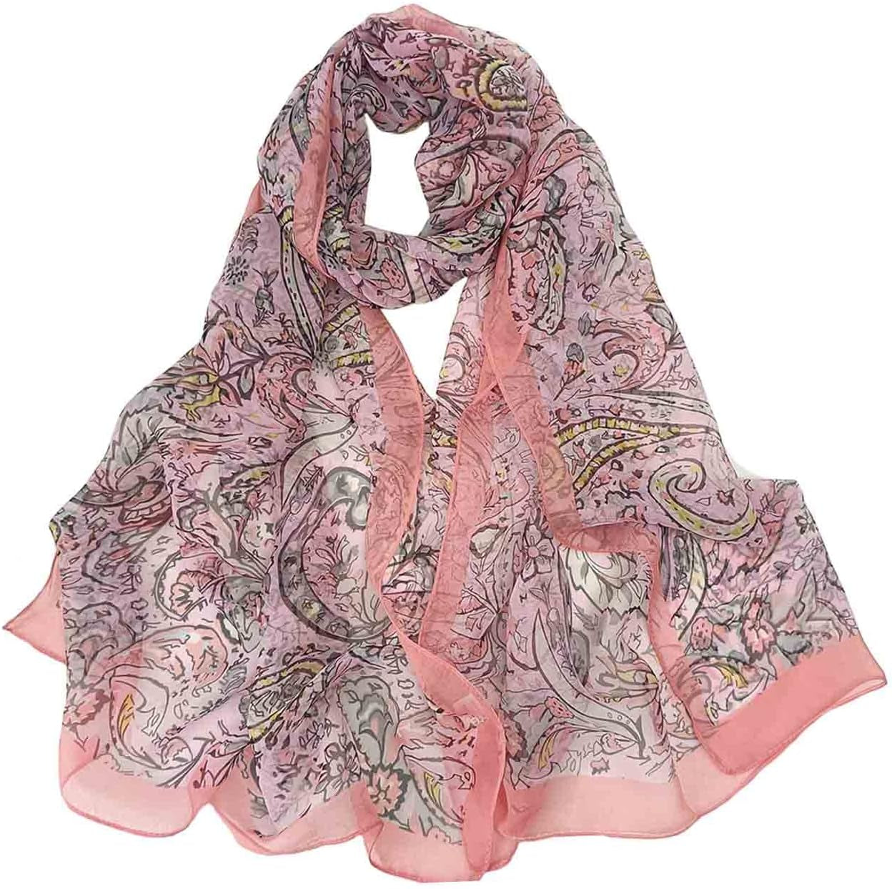 Pokeedioty Scarfs for Women Lightweight Scarves Elegant Floral Pattern Sheer Scarfs Shawls Wraps