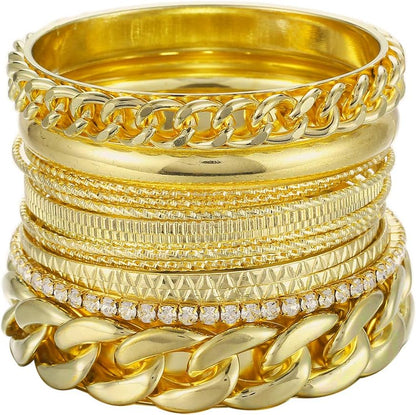 Individual textured metal bangle with clear rhinestone embellishment
