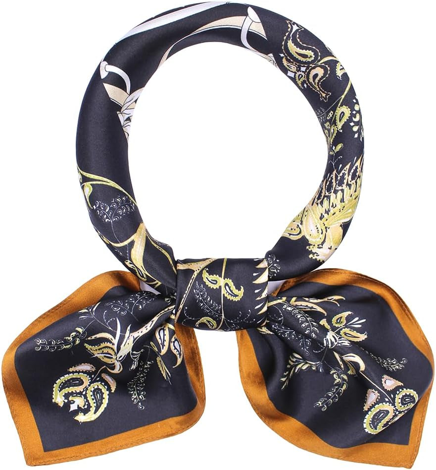 ANDANTINO 100% Mulberry Silk Square Scarf for Hair-25.6" X25.6'' Women Men Natural Silk Neckerchief Digital Printed Headscarf