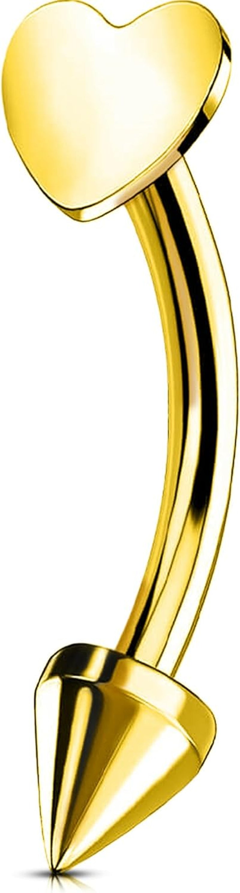 OUFER Rook Piercing Jewelry, G23 Solid Titanium Eyebrow Rings, Heart Vertical Labret Lip Jewelry, 16G Curved Barbells, Daith Rook Earrings for Women Men