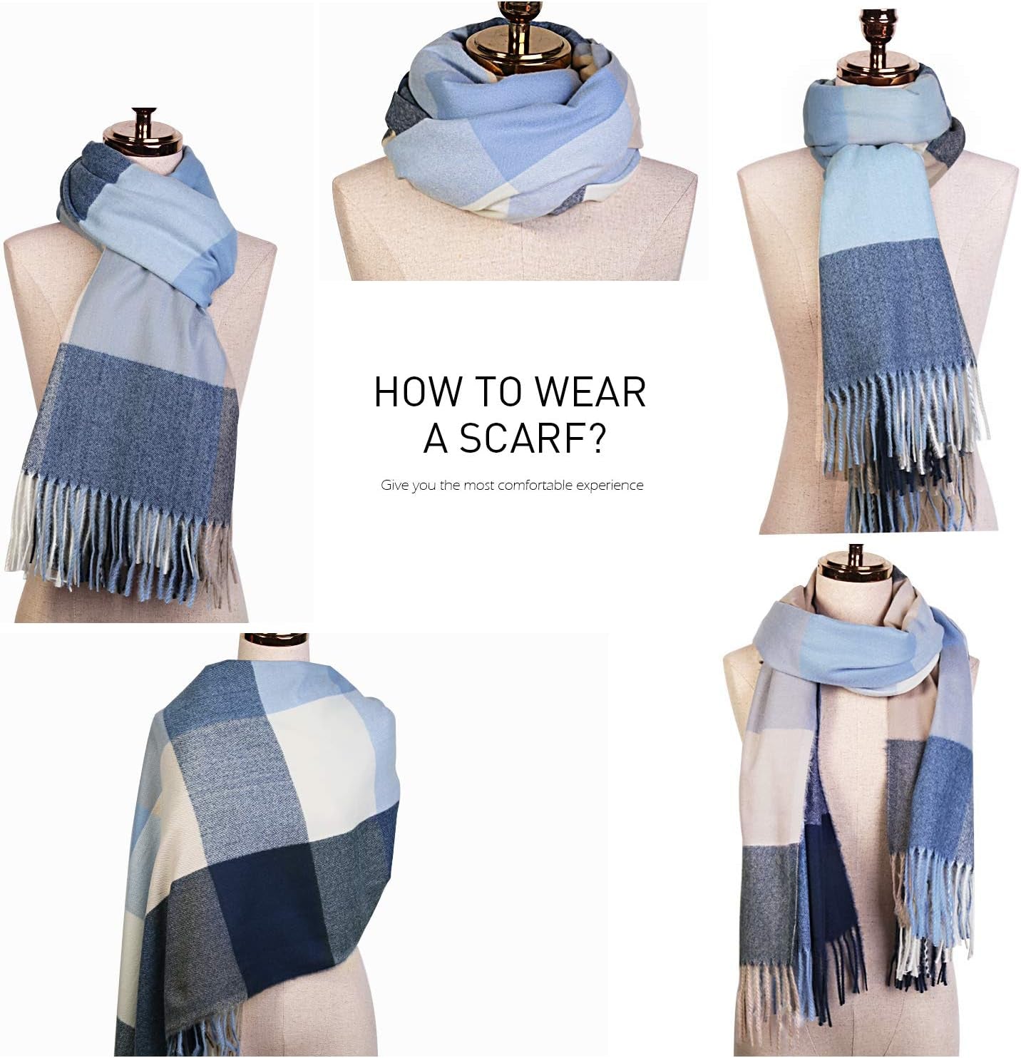 SOJOS Classic Plaid Tartan Scarf for Women Men Soft Scarves SC316