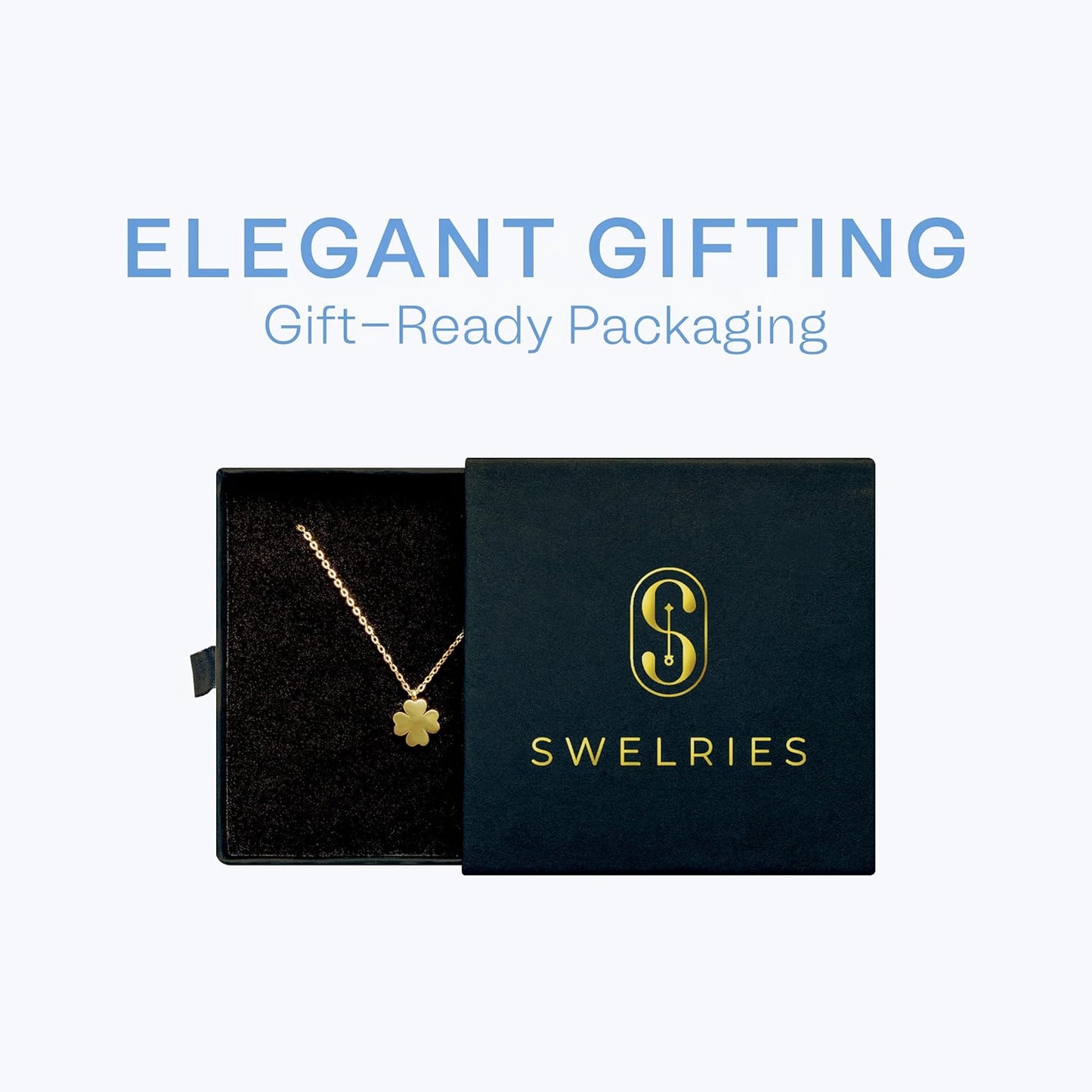 Four Leaf Clover Necklace - 18K Gold Plated Cute Shamrock Necklaces, Unique Dainty Heart Jewelry, Lucky Charm Pendant for Women