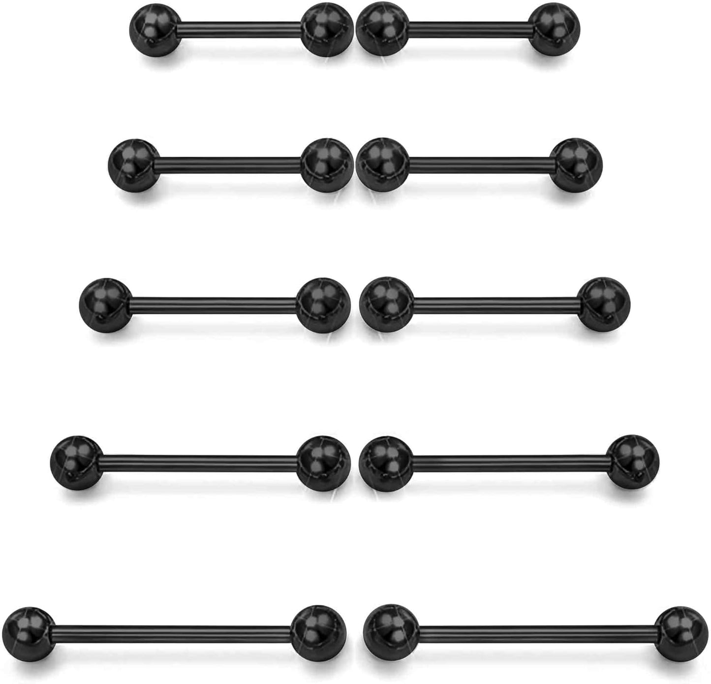 Prjndjw 14G Surgical Steel Straight Barbell - Tongue & Nipple Rings for Women & Men - Length 12MM, 14MM, 16MM, 18MM, 22Mm - Piercing Jewelry