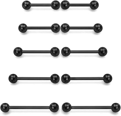 Prjndjw 14G Surgical Steel Straight Barbell - Tongue & Nipple Rings for Women & Men - Length 12MM, 14MM, 16MM, 18MM, 22Mm - Piercing Jewelry