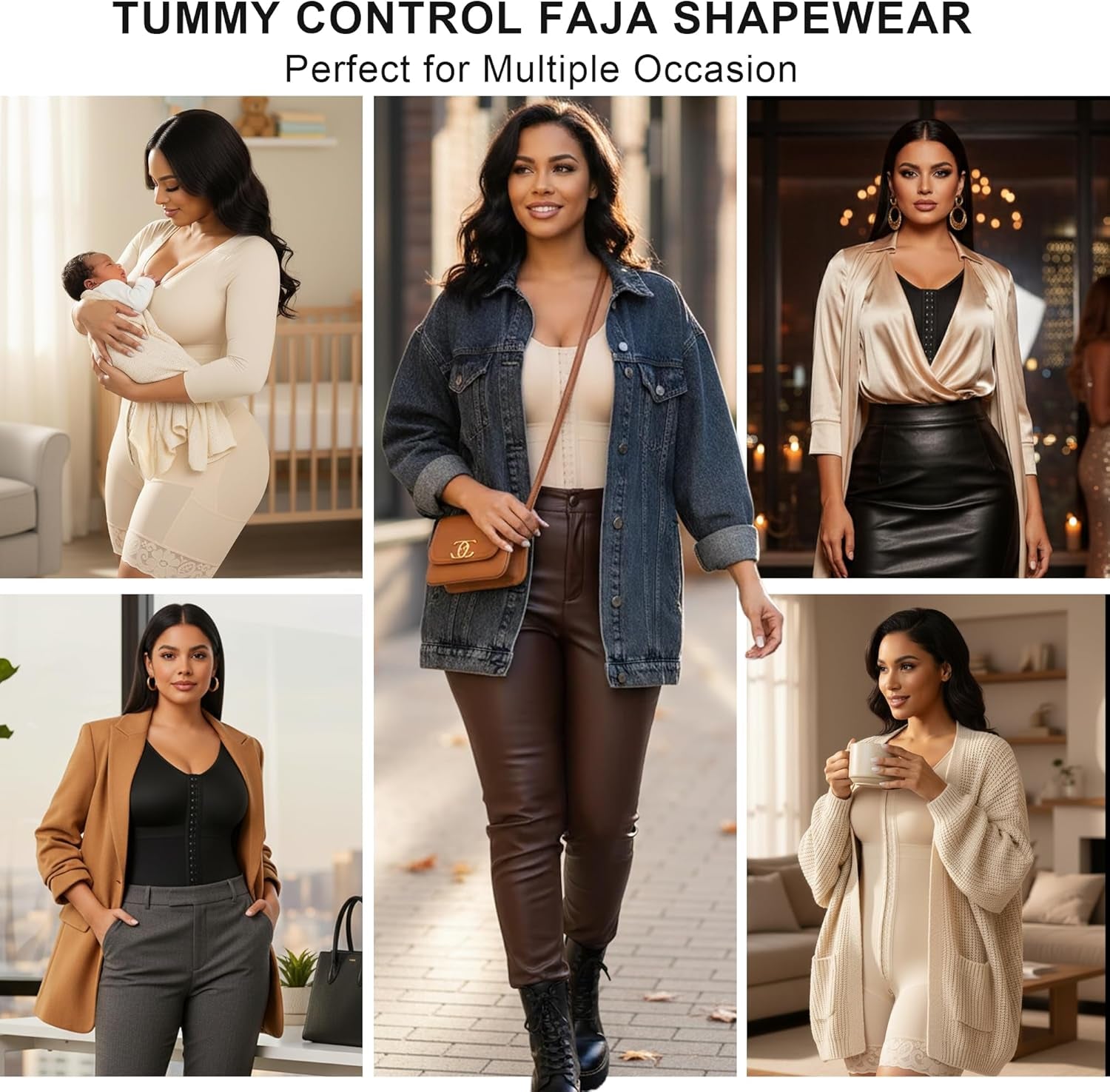 SHAPERX full body shapewear laid flat displaying three-quarter sleeves