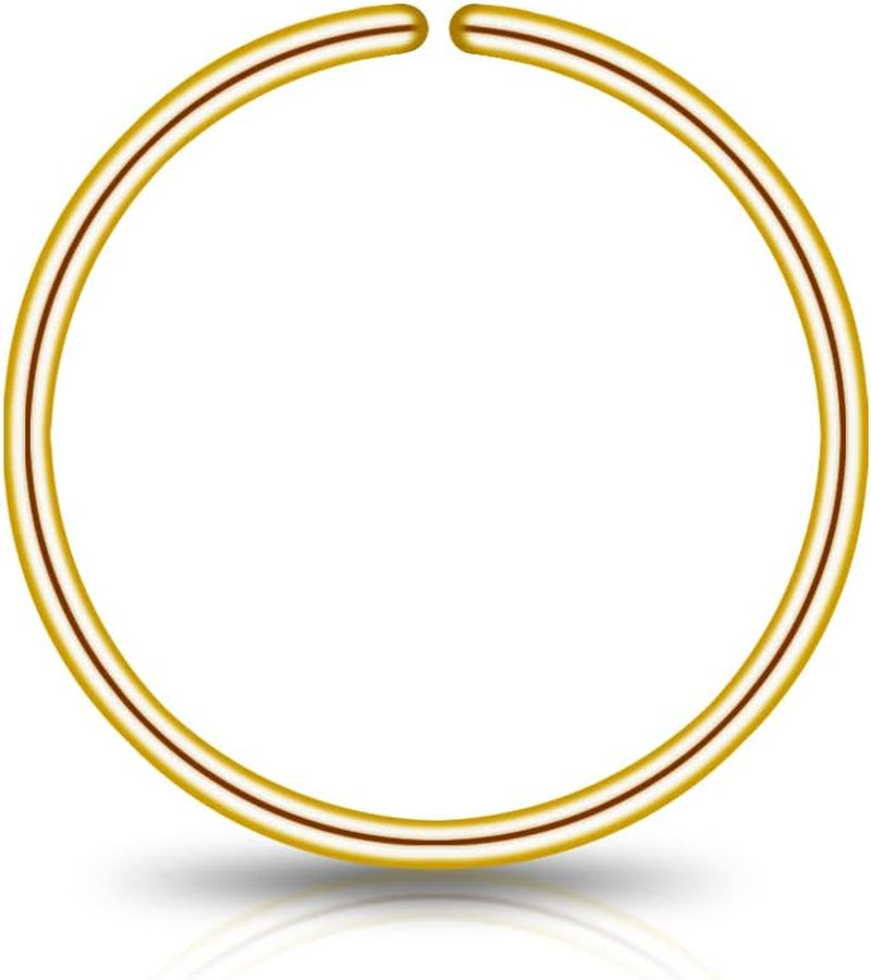 LUCKYJEWUS Small Thin Gold or Sterling Silver Nose Ring Hoop for Women, Tiny Nose Piercing Jewelry