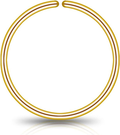 LUCKYJEWUS Small Thin Gold or Sterling Silver Nose Ring Hoop for Women, Tiny Nose Piercing Jewelry