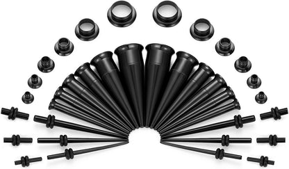 Vcmart 14G-00G 36 Pcs Ear Gauges Stretching Kit Tapers Plugs Eyelets Implant Grade Steel