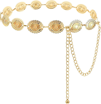 NEOREAL Metal Waist Chain Retro Fashion Body Belly Belt Gold Silver Belts Jewelry Accessories for Women Girls