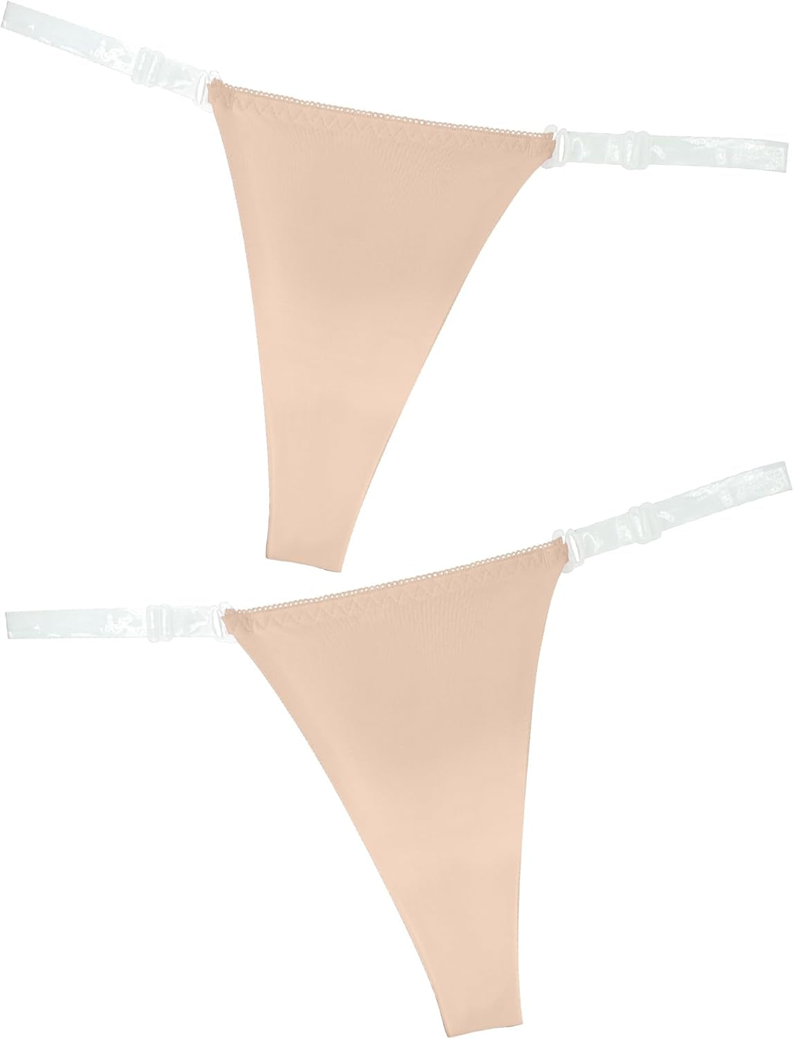 Women's seamless ice silk thong panties 2 pack with clear straps
