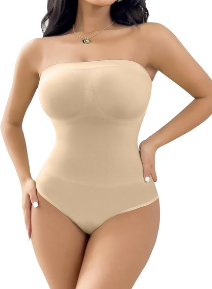 Strapless shapewear bodysuit construction detail