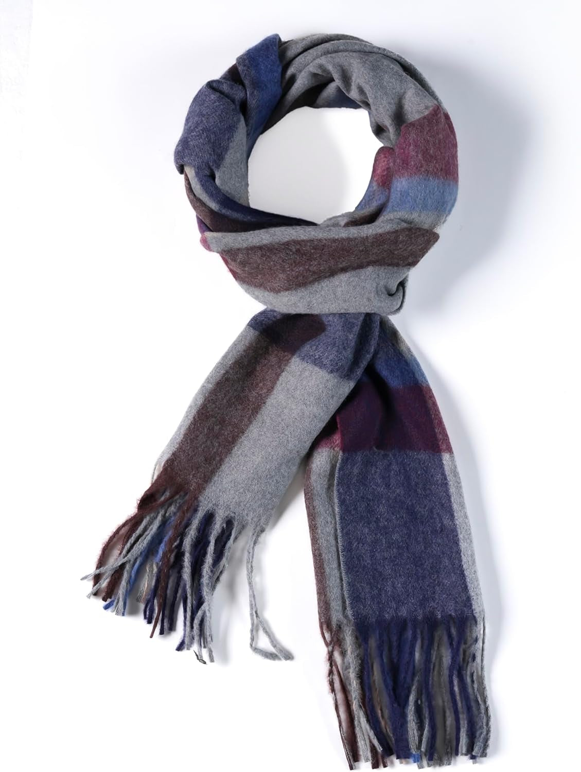 Plaid Scarf for Women Men, Lightweight Classic Tartan Tassel Scarves Fashion Warm Winter Chunky Scarf Cold Weather