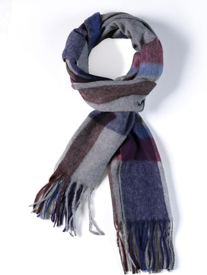 Plaid Scarf for Women Men, Lightweight Classic Tartan Tassel Scarves Fashion Warm Winter Chunky Scarf Cold Weather