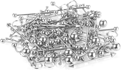 Xpircn 150PCS Piercing Kit Jewelry Stainless Steel Lip Nose Tongue Tragus Cartilage Daith Eeybrow Belly Button Rings Body Piercing Tools 14G 16G 20G