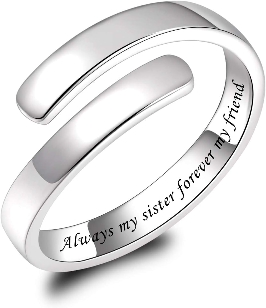 BEILIN 925 Sterling Silver Inspirational Jewelry Rings Adjustable Ring Personality Encouragement Gift for Teens Women