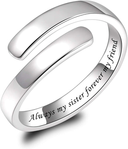 BEILIN 925 Sterling Silver Inspirational Jewelry Rings Adjustable Ring Personality Encouragement Gift for Teens Women