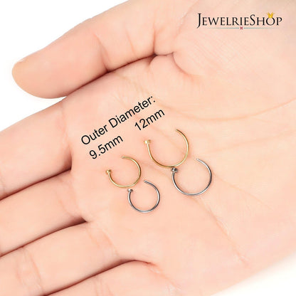 Jewelrieshop Nose Rings Hoop 20G Stainless Steel Nose Piercing Jewelry Fake Lip Hoop Rings for Women Men