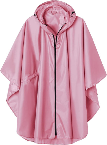 Saphirose Unisex Rain Poncho Waterproof Raincoat Hooded for Adults Women with Pockets
