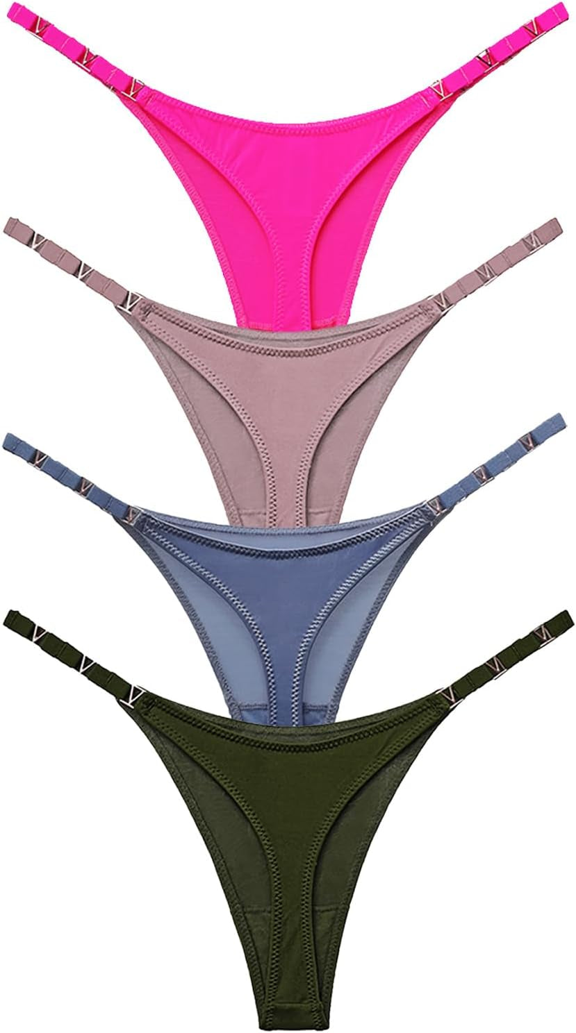 Meshal Sexy G-String Thongs for Women Cotton Panties T Back Underpants 5Pack Hipster