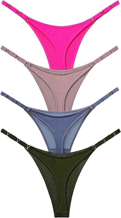 Meshal Sexy G-String Thongs for Women Cotton Panties T Back Underpants 5Pack Hipster