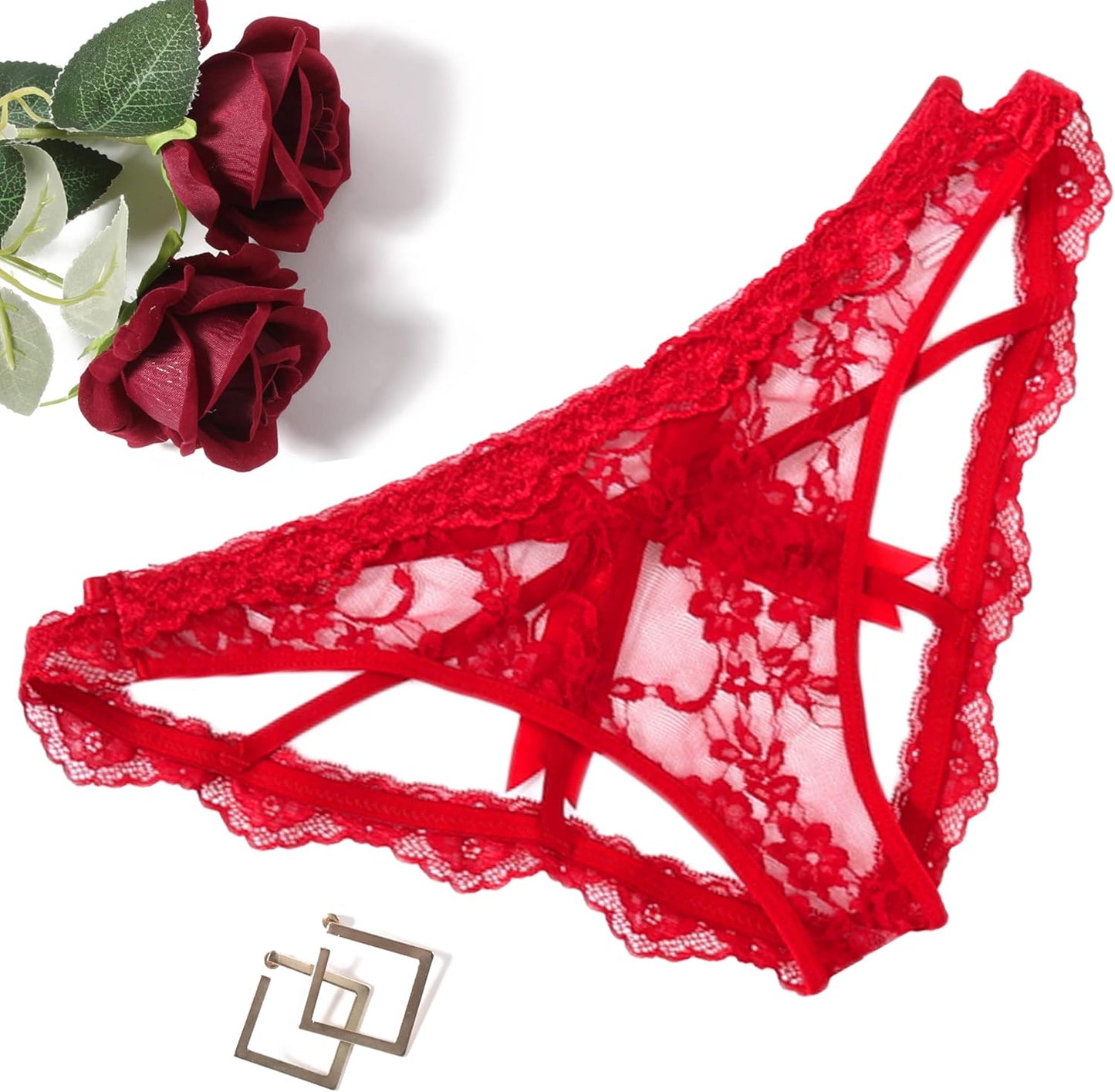 Lace women's underwear with cute back bow design