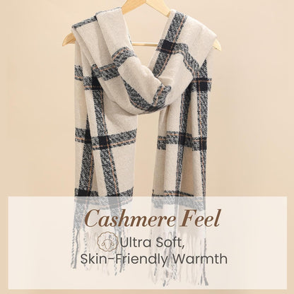 Trifabricy Winter Scarfs for Women, Long Blanket Scarf, Fashion Soft Taseel Plaid Scarf, Chunky Oversized Shawls and Wraps