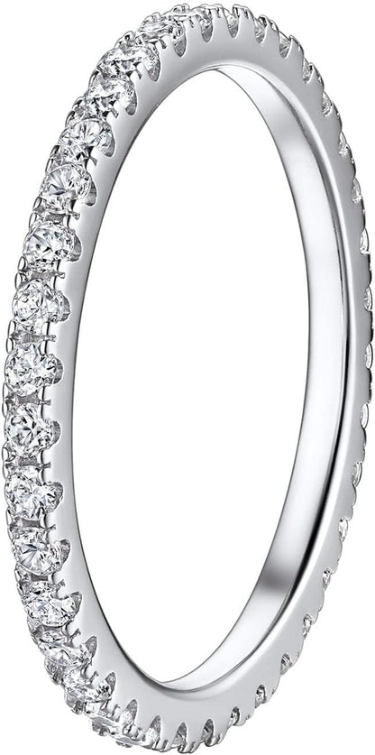 14K gold plated stackable eternity ring with CZ diamonds