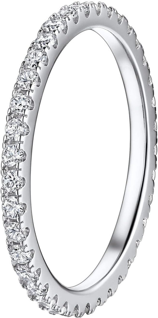 14K gold plated stackable eternity ring with CZ diamonds