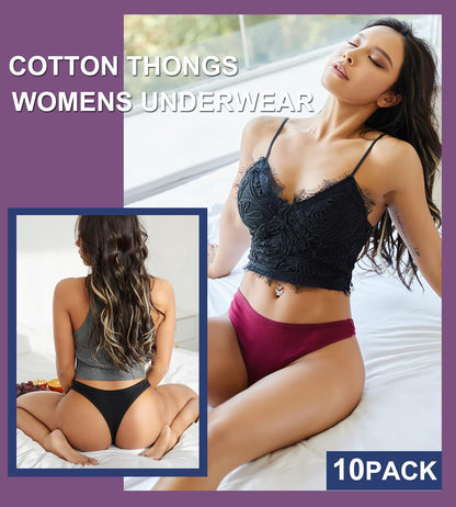 Women wearing comfortable FINETOO cotton thong underwear