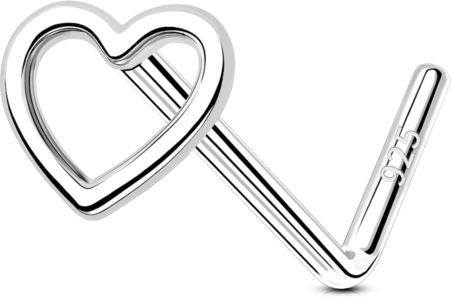 OUFER 925 Sterling Silver Nose Rings, Nose Studs for Women, Cute Nose Nostril Piercing Jewelry, L-Shaped 20G Silver Nose Rings Studs